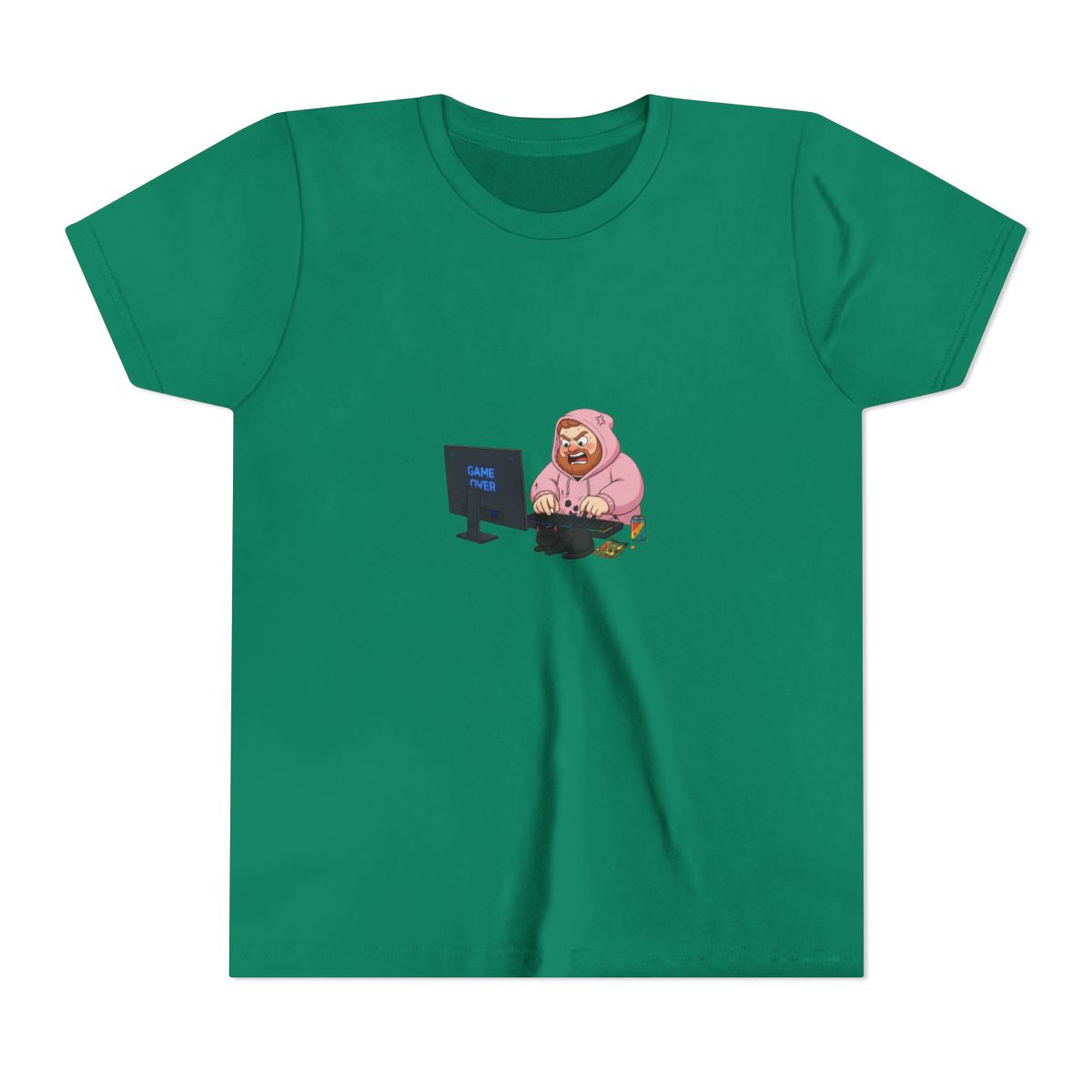 Angry Caseoh Wearing Pink T Shirt Smashing The Table Cursing on His Twitch Stream T-Shirt (Kids) - alternate angle 2, merchandise