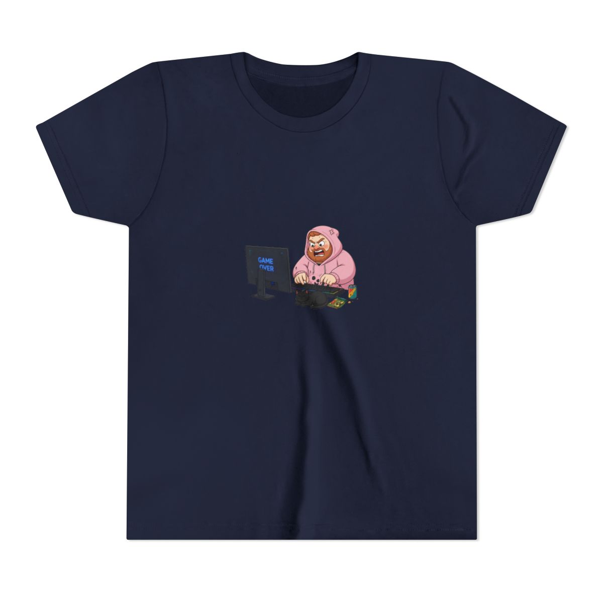 Angry Caseoh Wearing Pink T Shirt Smashing The Table Cursing on His Twitch Stream T-Shirt (Kids) - alternate angle 2, merchandise