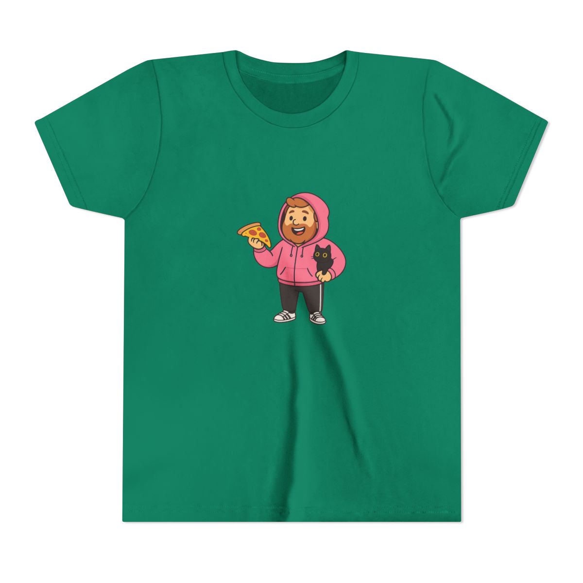 CaseOh Kitty Pizza Mac | Twitch Streamer Kids Tee, CaseOh Fan Shirt, Gamer Gift - alternate angle 2, merchandise